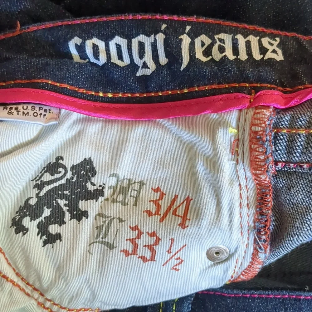 Y2K COOGI Boot Cut Jeans  Size 3/4 in seam  33 and 1/2 - Picture 12 of 14